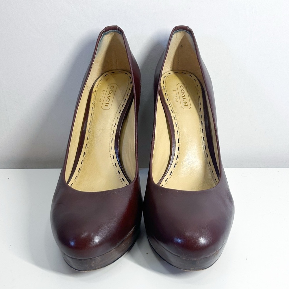 Coach Women’s Tonianne Burgundy Smooth Leather Pumps High Heels Size 8B - Picture 5 of 9